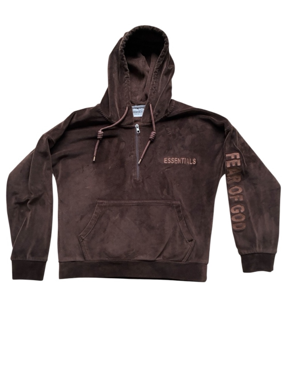 Essentials Fear of God Women’s Brown Half Zip Hoodie Size Small